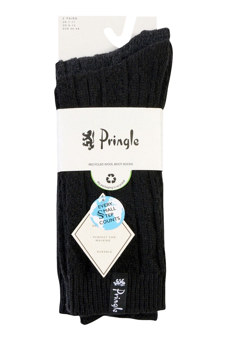 Pringle Black Textured Knit Boot Socks 2 pack - Image 10 of 10