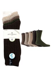 Jeff Banks Natural Chunky Knit Rib Boot Socks 5 Pack - Image 4 of 6