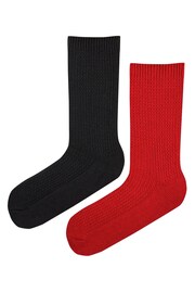 Pringle Red Textured Knit Boot Socks 2 pack - Image 5 of 10