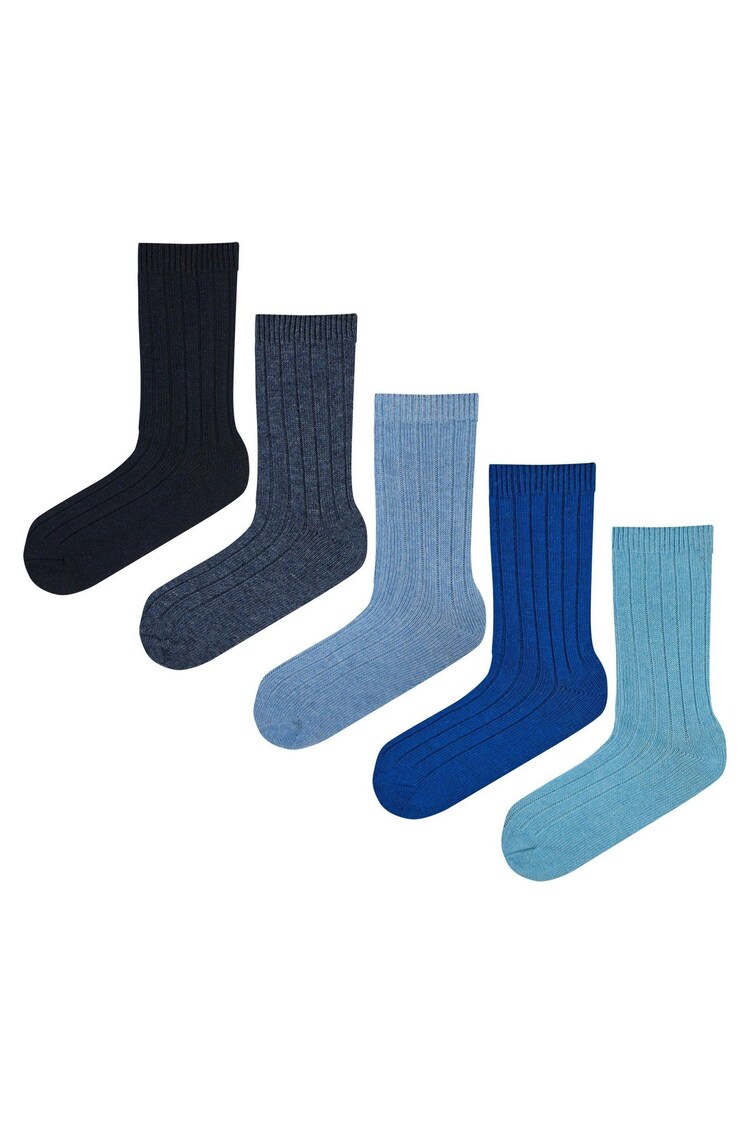 Jeff Banks Dark Blue Chunky Knit Rib Boot Socks 5 Pack - Image 1 of 8