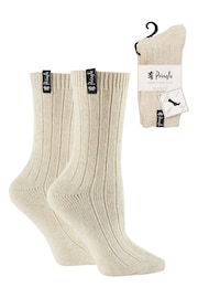 Pringle Natural Classic Rib Recycled Wool Boot Socks 2 pack - Image 6 of 9