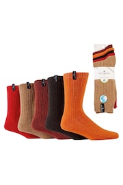 Jeff Banks Orange Chunky Knit Rib Boot Socks 5 Pack - Image 3 of 8