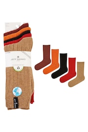 Jeff Banks Orange Chunky Knit Rib Boot Socks 5 Pack - Image 6 of 8