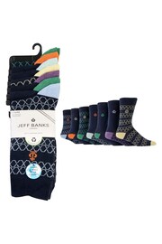 Jeff Banks Blue Recycled Cotton Fun Design Crew Socks 7 pack - Image 12 of 15