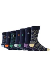 Jeff Banks Blue Recycled Cotton Fun Design Crew Socks 7 pack - Image 9 of 15