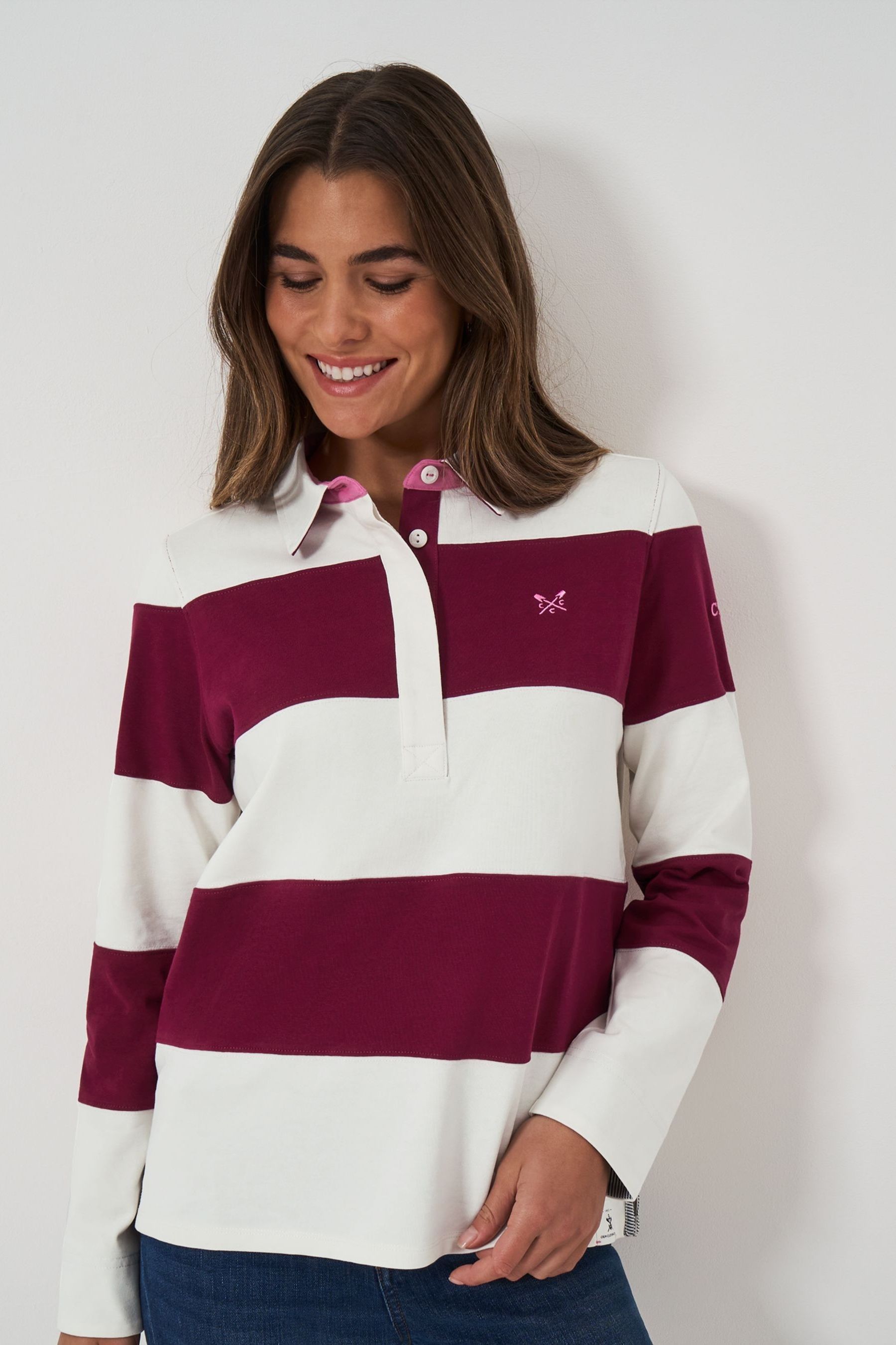 Crew Clothing Striped Long Sleeve Rugby 100 Cotton Rugby Shirts
