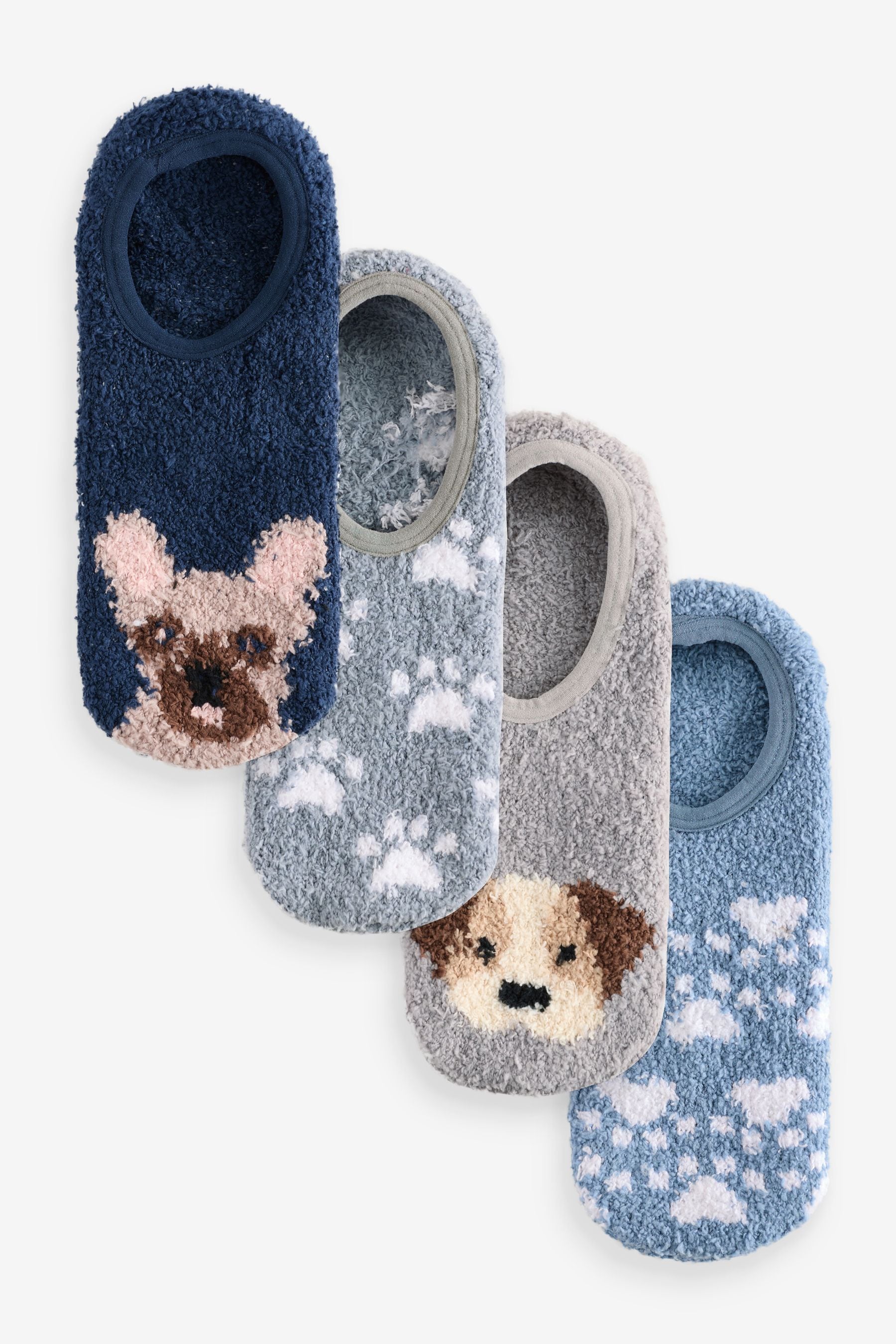 Buy Wild Feet Grey Fluffy Cosy Peds Socks with Non Slip Grip Pack 4 from Next Luxembourg