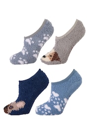 Wild Feet Grey Fluffy Cosy Peds Socks with Non Slip Grip Pack 4 - Image 8 of 12