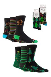 Wild Feet Black Christmas Socks 6 Pack - Image 7 of 14