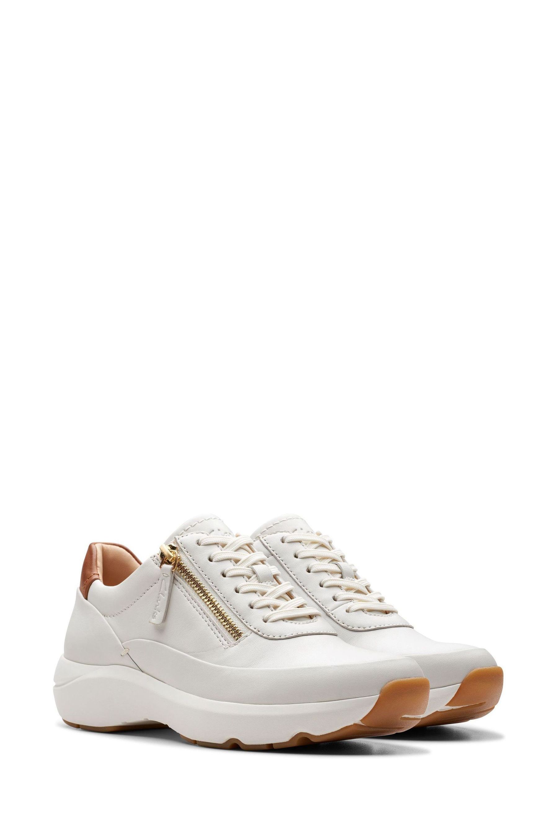 Buy Clarks White Wide Fit E Leather Tivoli Zip Shoes from Next Luxembourg