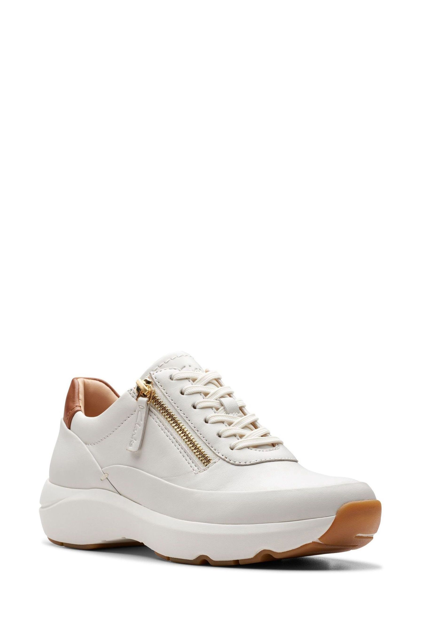 Buy Clarks White Wide Fit E Leather Tivoli Zip Shoes from Next Luxembourg