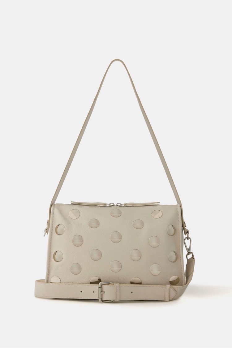 Mint Velvet Cream Leather Studded Bag - Image 1 of 2