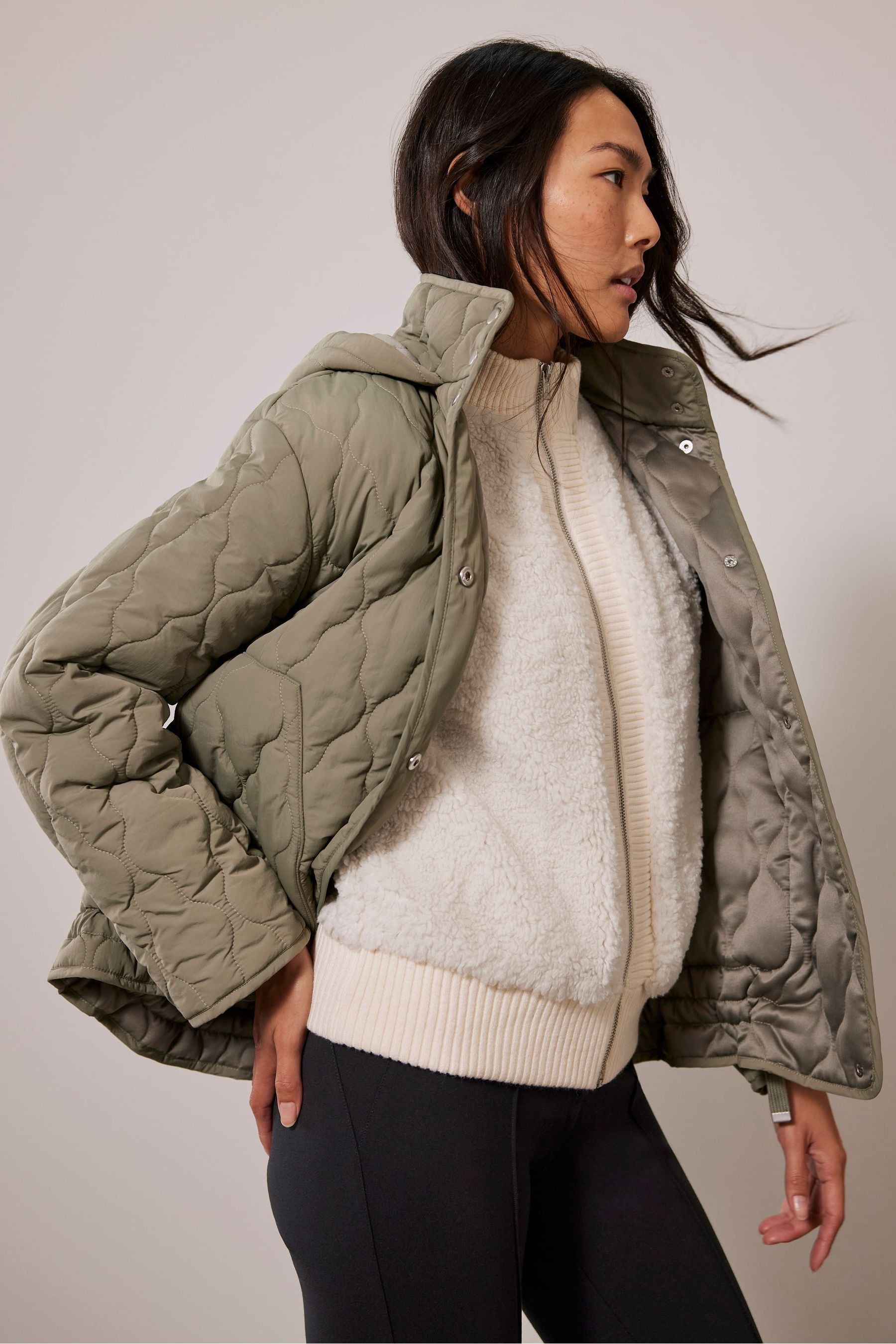 Mint velvet green padded coat deals