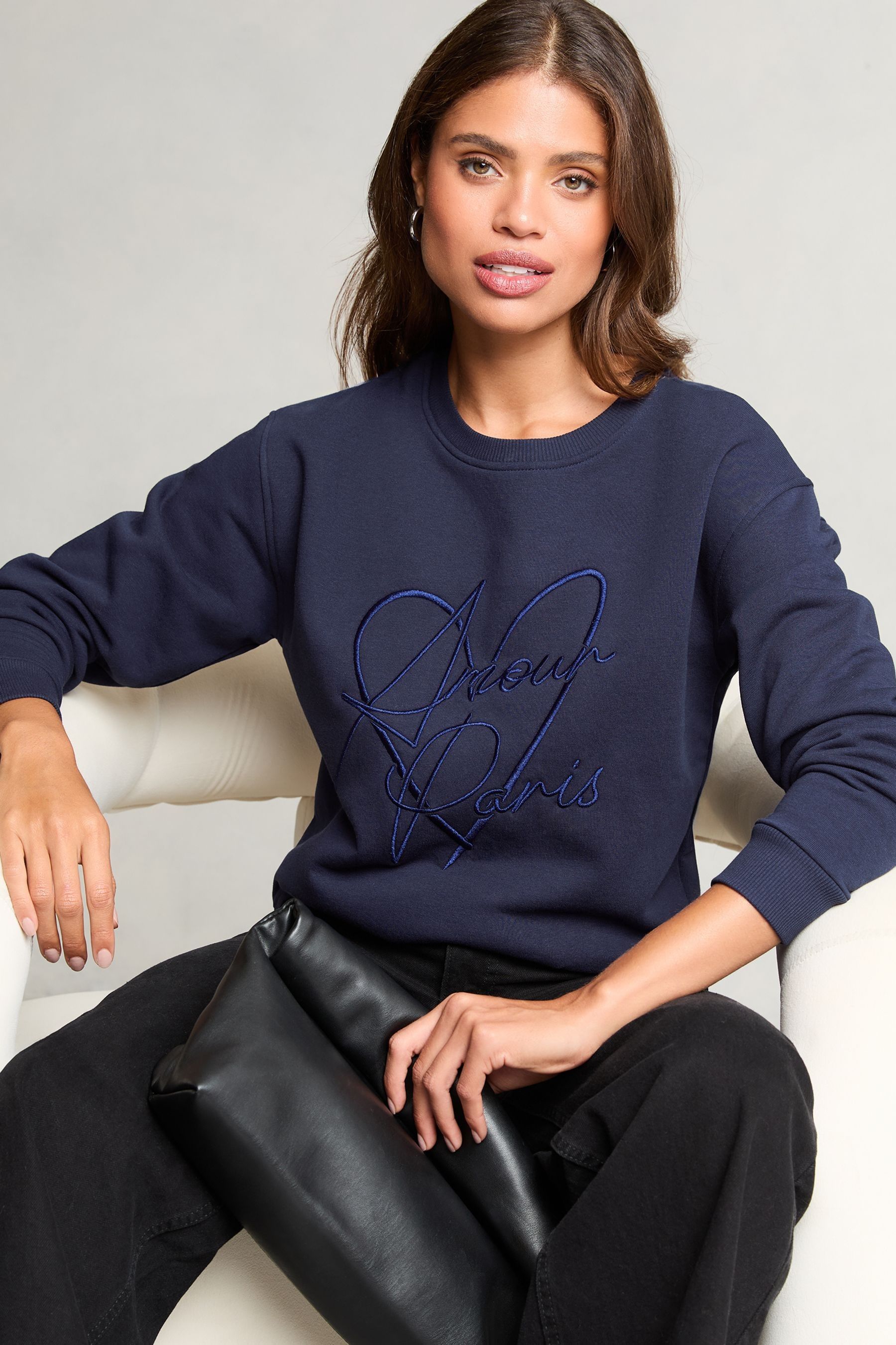 Lipsy Navy Round Neck Sweatshirt