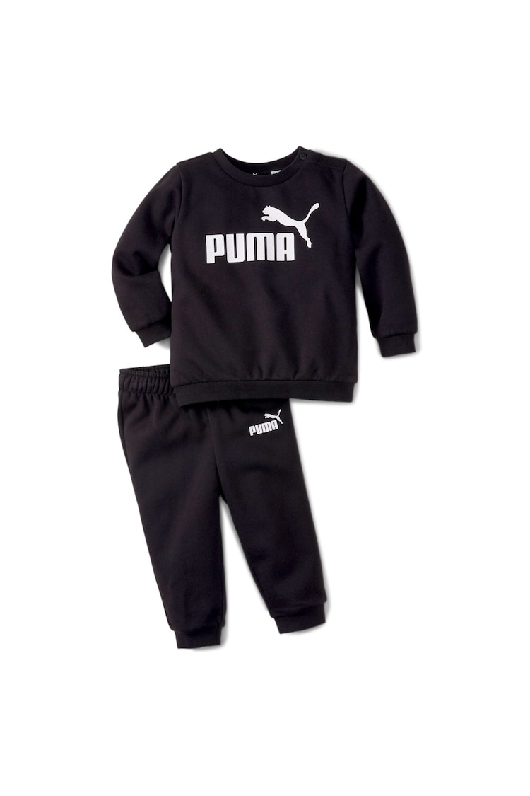 Puma Black Essentials Minicats Baby Unisex Crew Neck & Joggers Set - Image 1 of 2