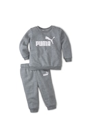 Puma Grey Essentials Minicats Baby Unisex Crew Neck & Joggers Set - Image 1 of 2