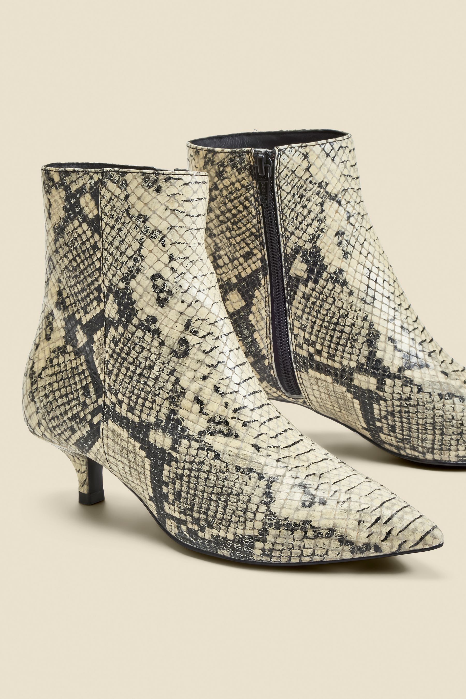 Snakeskin kitten heel boots on sale