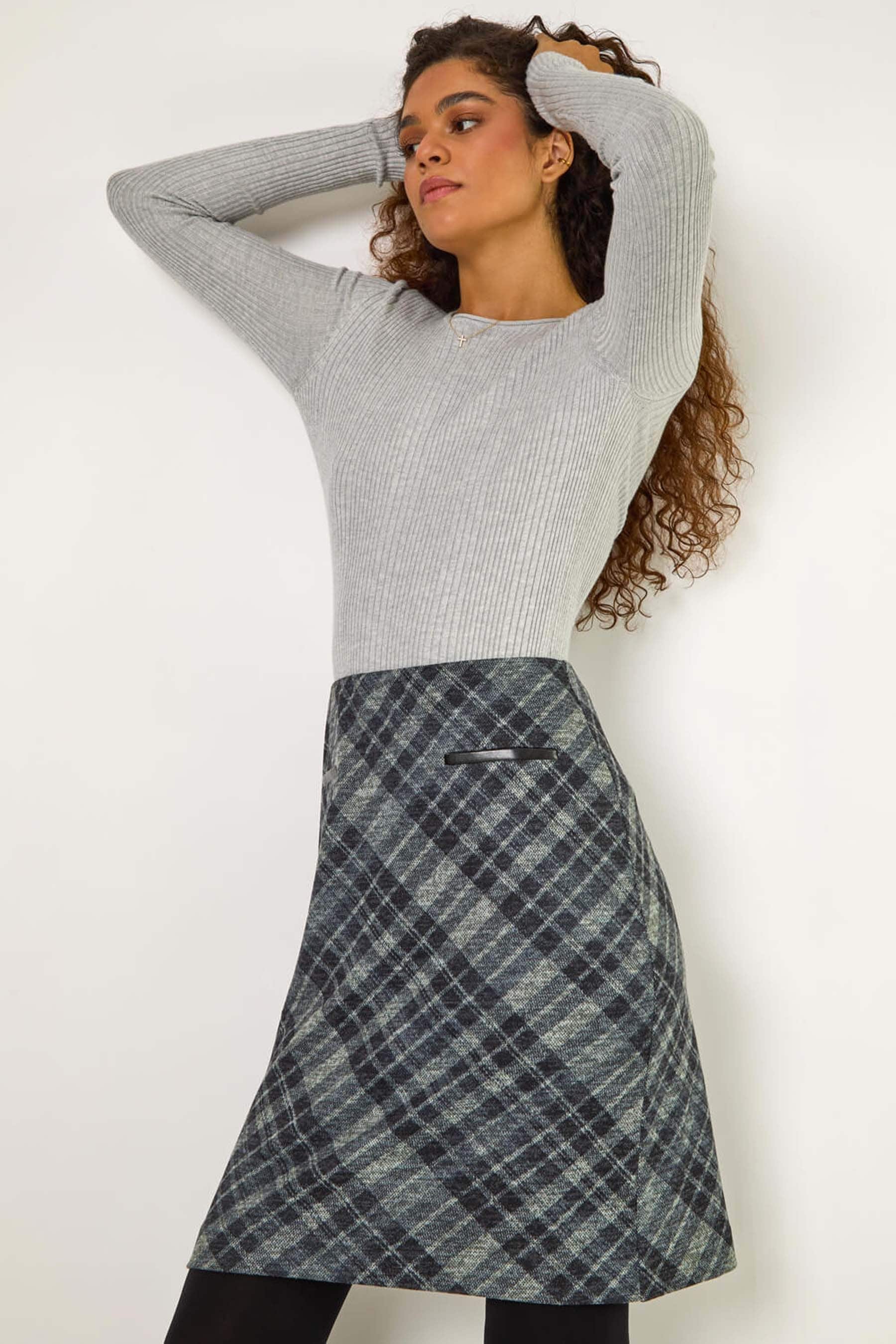 Grey skirt checked new arrivals