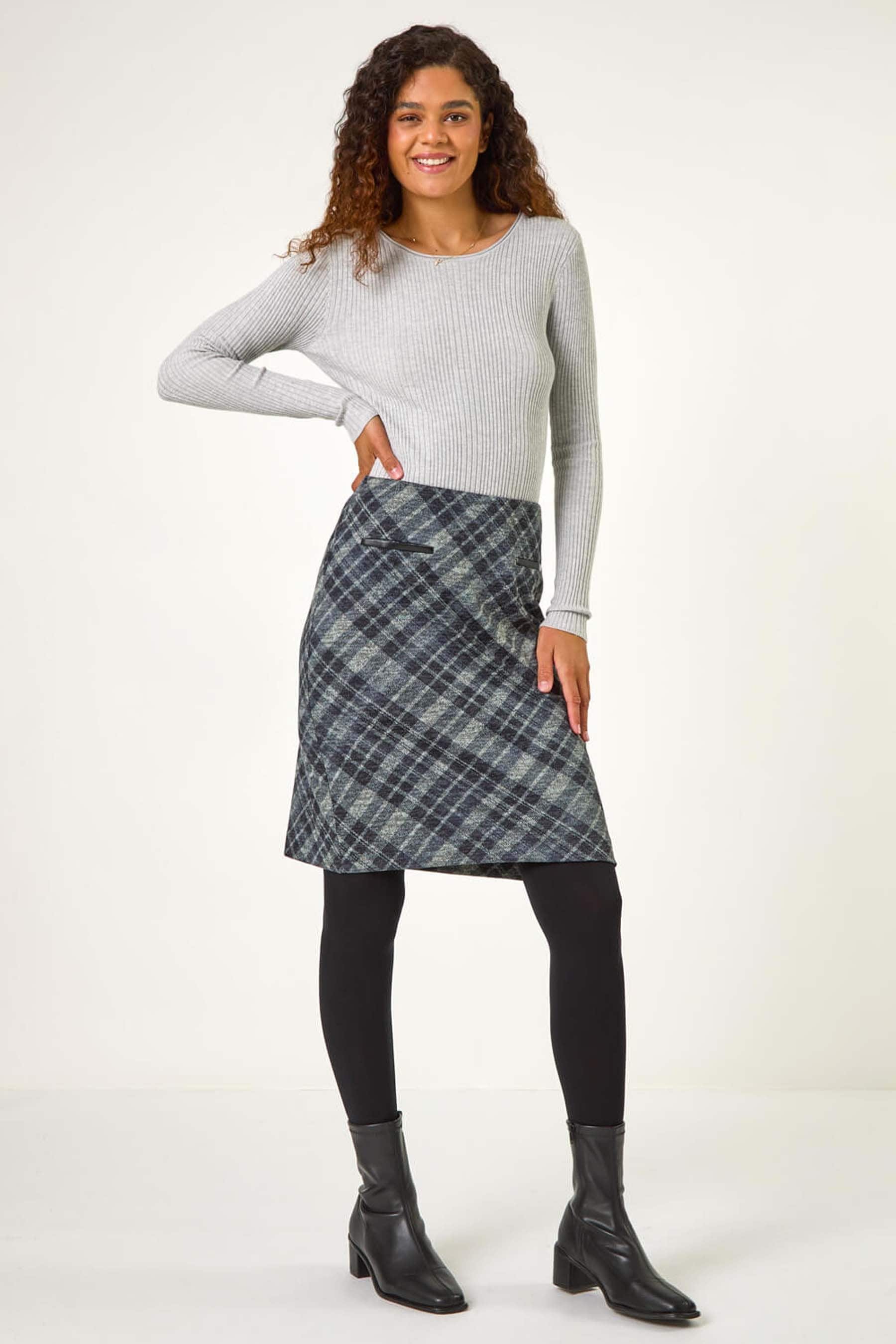 Grey pencil skirt with pockets online