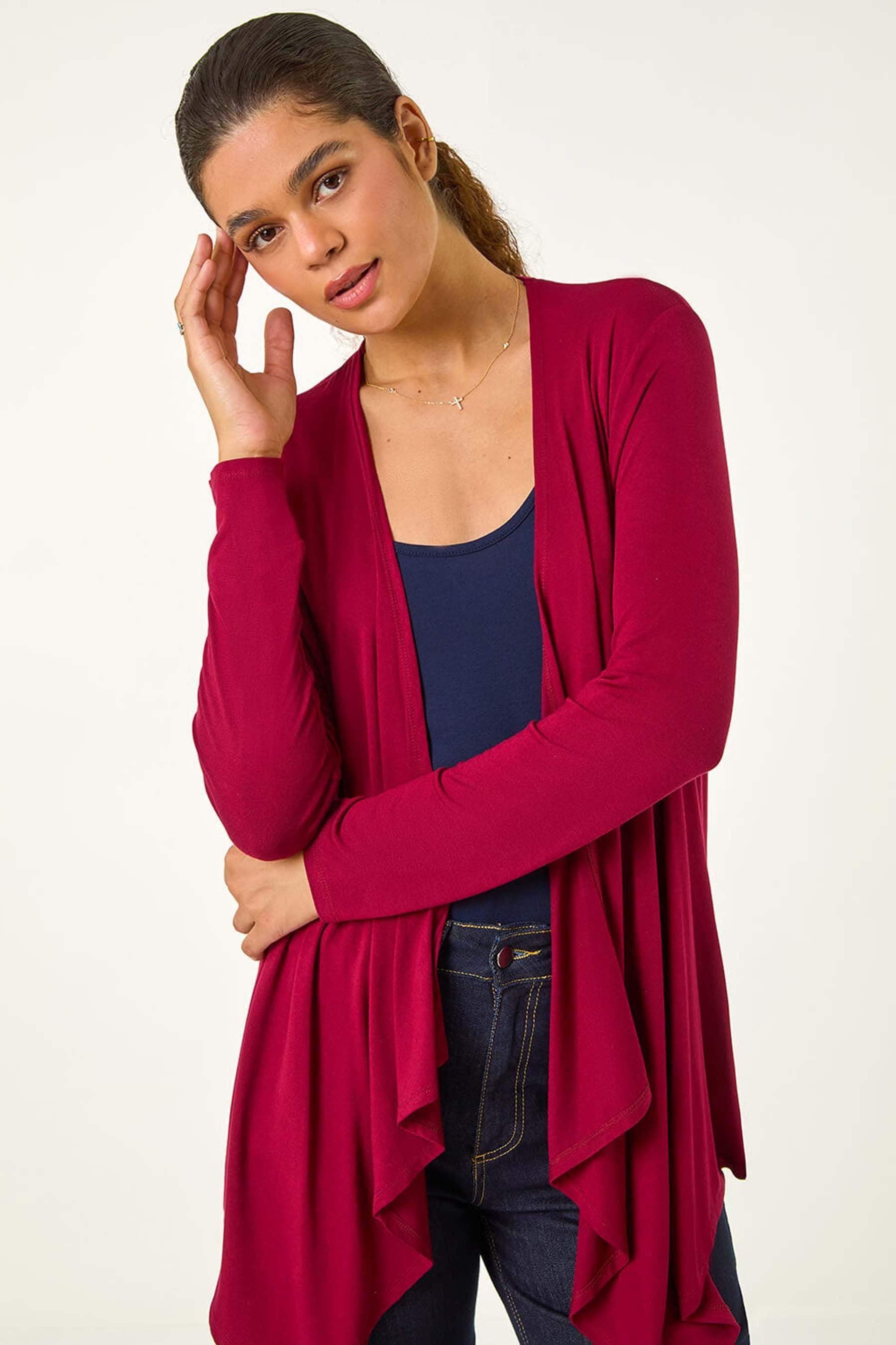 Buy Roman Red Waterfall Front Jersey Knit Cardigan from the Next UK online shop