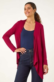 Roman Red Waterfall Front Jersey Knit Cardigan - Image 4 of 5