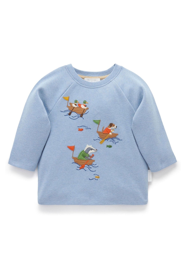 Purebaby Blue River Print Long Sleeve T-Shirt - Image 1 of 4