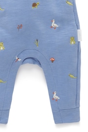 Purebaby Blue  2 Piece Embroidered Dungaree and Long Sleeve T-Shirt Set - Image 4 of 5