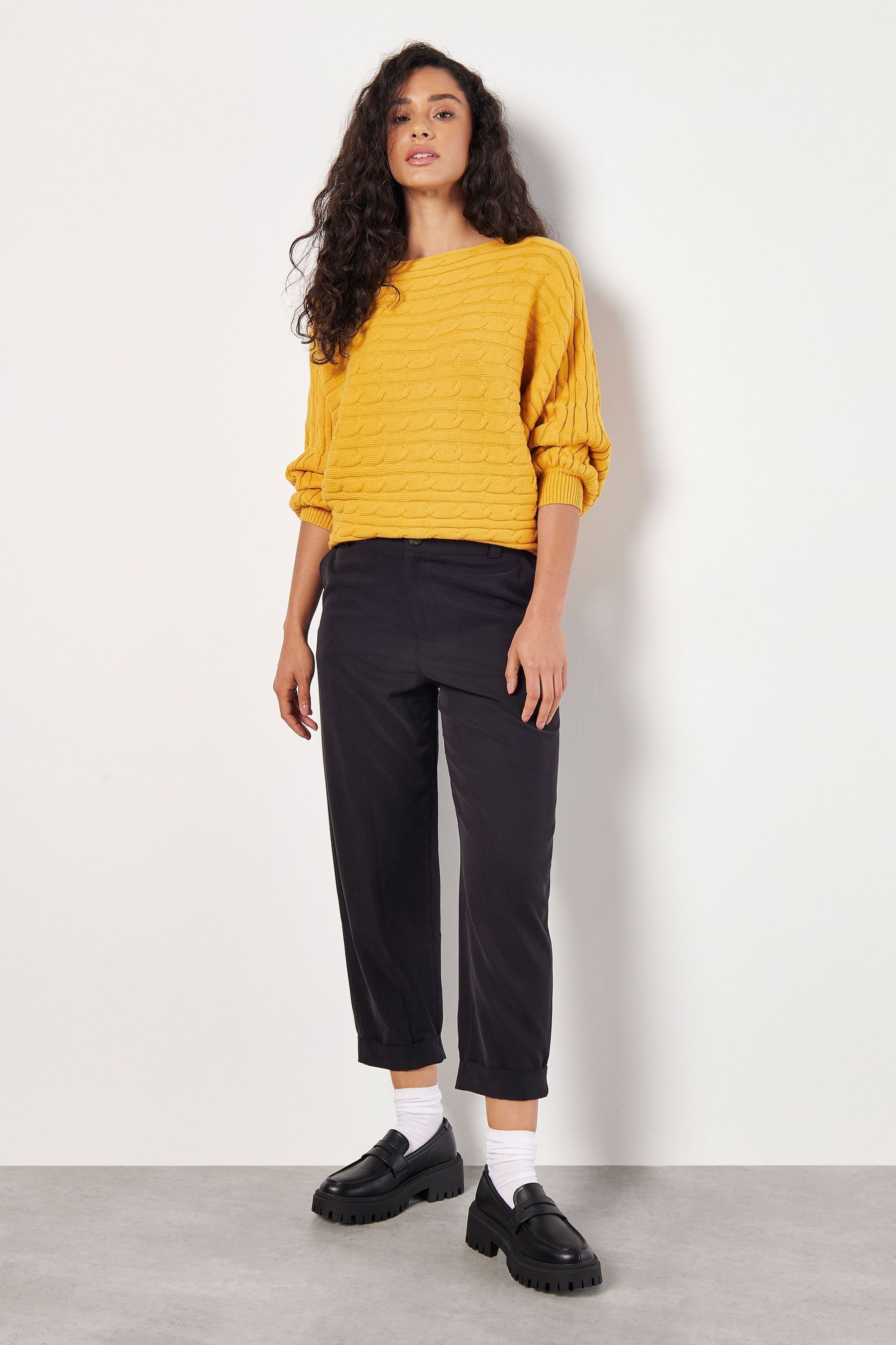 Buy Apricot Yellow Aran Stripe Batwing Knit Jumper from Next Ireland