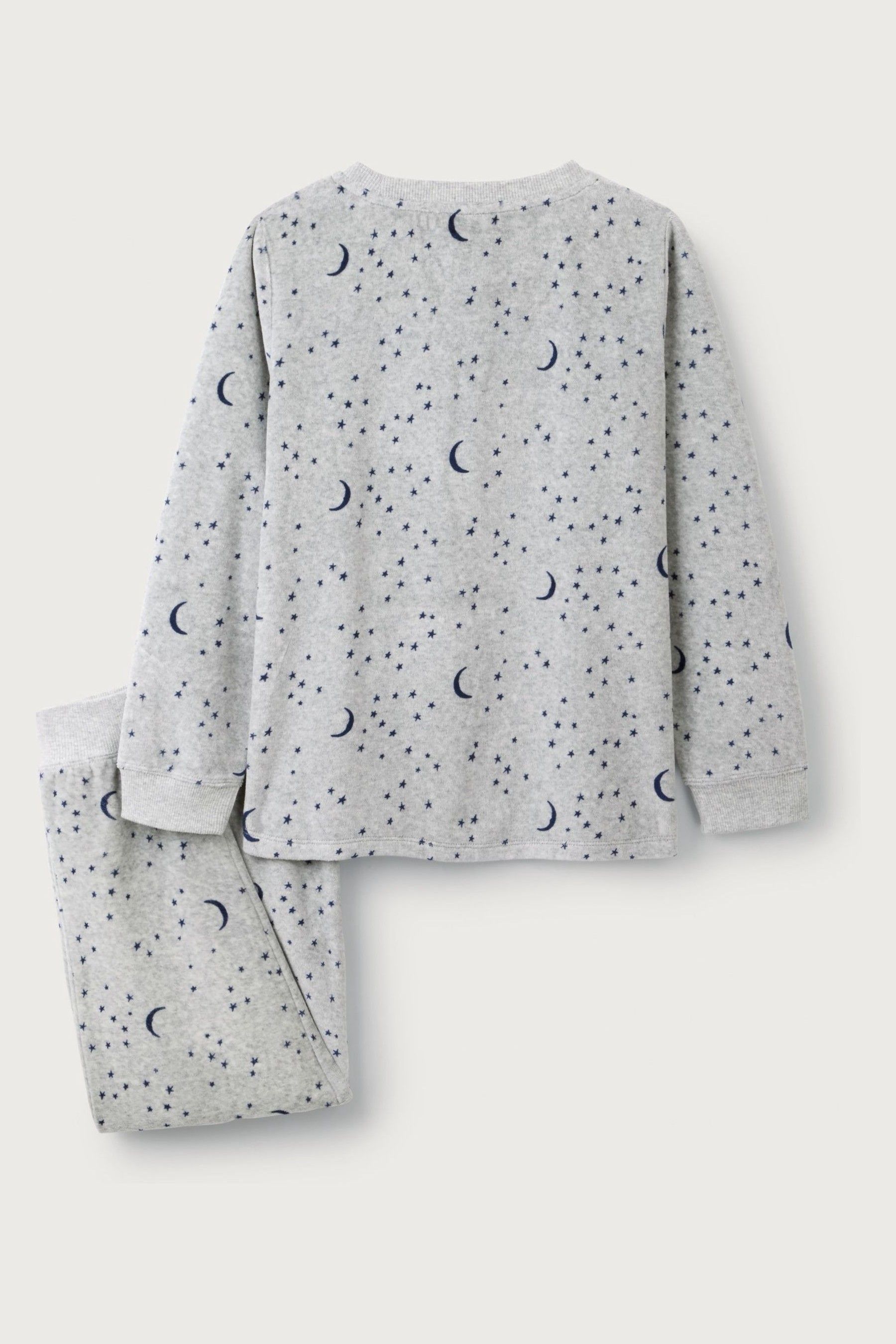 Buy The White Company Prelaxed Fit Grey Organic Cotton Velour Moon Star Pyjamas from the Next UK online shop