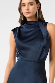 Forever New Blue Sienna High Neck Satin Maxi Dress - Image 3 of 4