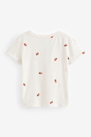 FatFace White Fruit Emb 100% Cotton T-Shirt - Image 2 of 4