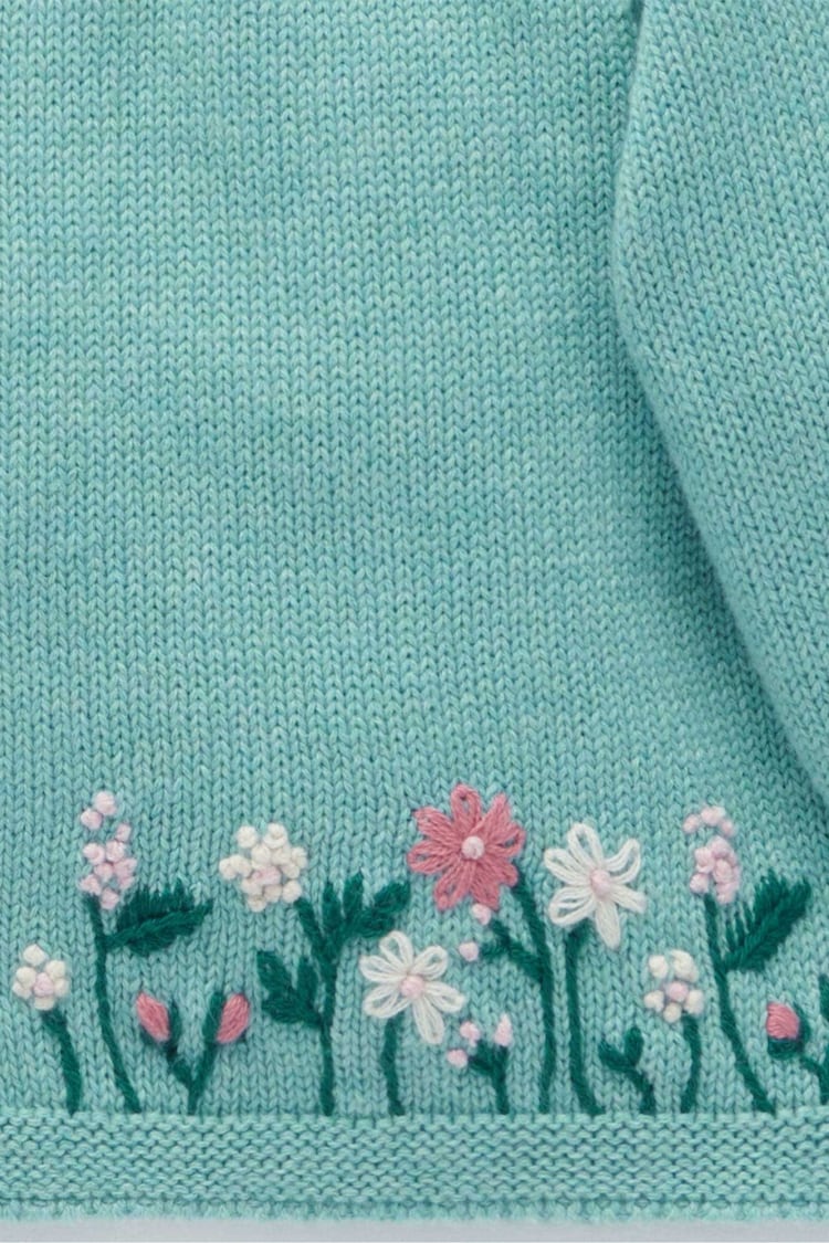 Purebaby Green Floral Detail Cardigan - Image 4 of 4