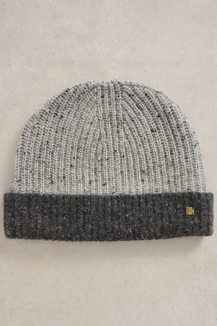 White Stuff Grey Albie Rib Knit Beanie - Image 1 of 2