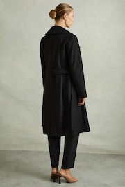 Reiss Black Rae Wool-Blend Belted Double-Breasted Coat With Cashmere - Image 5 of 6