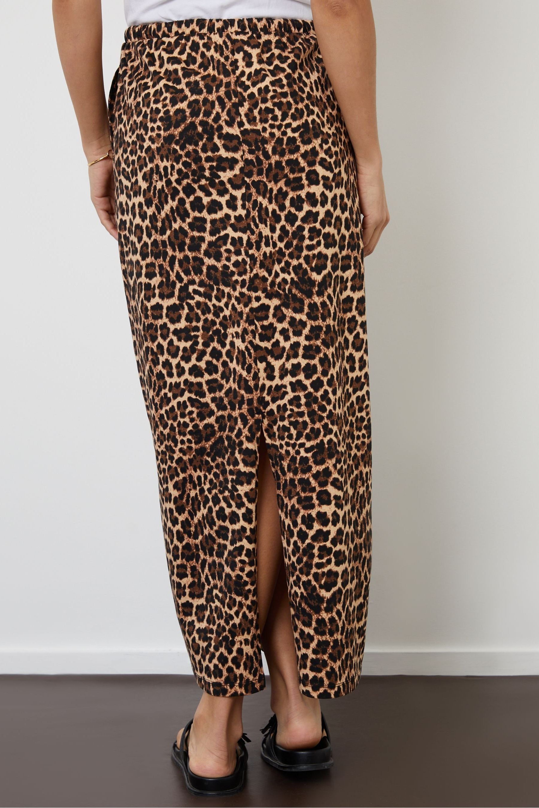 Buy Threadbare Brown Leopard Print Jersey 100 Cotton Midi Skirt with Pockets from Next Luxembourg