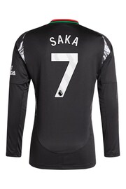 adidas Black Saka - 7 Arsenal Away 2024-25 Long Sleeve Football Shirts With Saka 7 Printing - Image 3 of 3