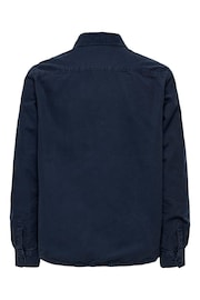 Only & Sons Blue Washed Canvas Collard Overshirt - Image 2 of 2