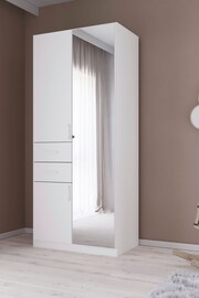 Rauch White Laika Wood and Mirror Semi Fitted Triple, 2 Drawers Wardrobe - Image 2 of 5