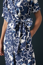 Navy Floral Tie Waist Detail Jumpsuit - Image 5 of 8