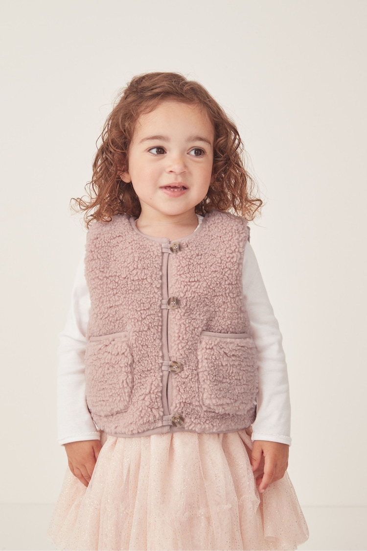 The White Company Pink Recycled Borg Gilet - Image 1 of 6