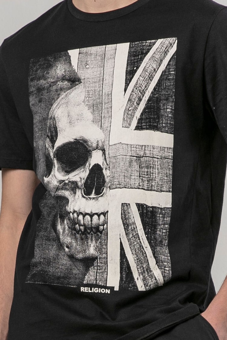 Religion Black Union Jack 100% Cotton T-Shirt - Image 2 of 5