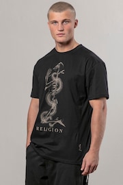 Religion Black Xray Skel N Snake Print 100% Cotton T-Shirt - Image 5 of 5