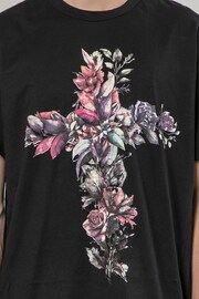 Religion Black Cross Botanical T-Shirt - Image 5 of 5