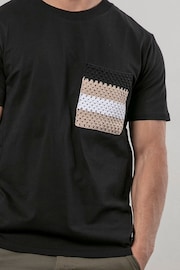 Religion Black Knit Pocket 100% Cotton T-Shirt - Image 4 of 5