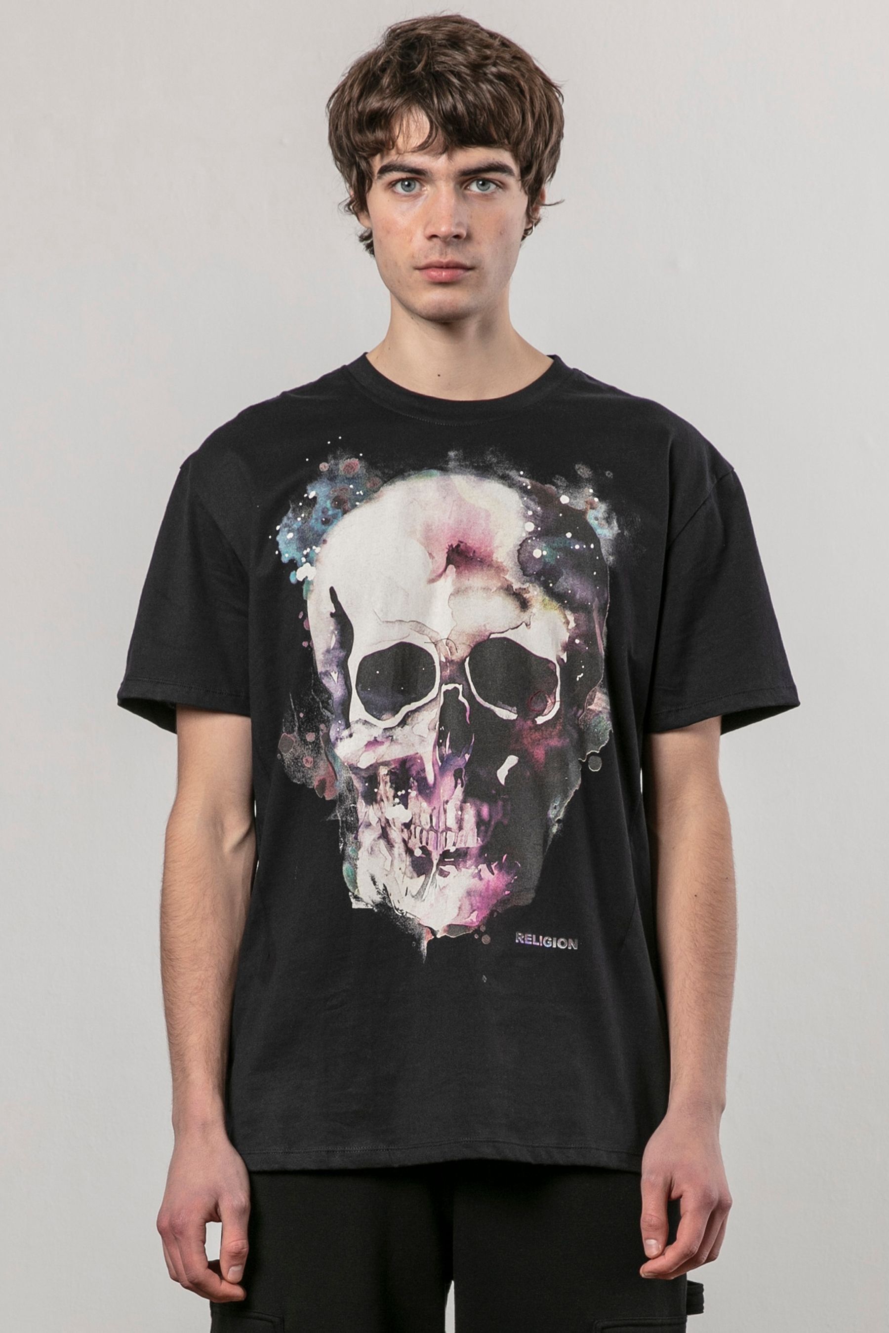 Buy Religion Black Watercolour Skull 100 Cotton T Shirt from the Next UK online shop