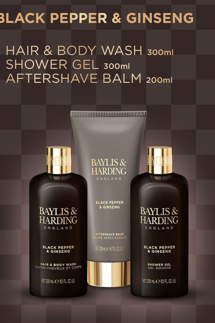 Baylis & Harding Pepper & Ginseng Mens Luxury Bathing Trio Gift Set - Image 2 of 5