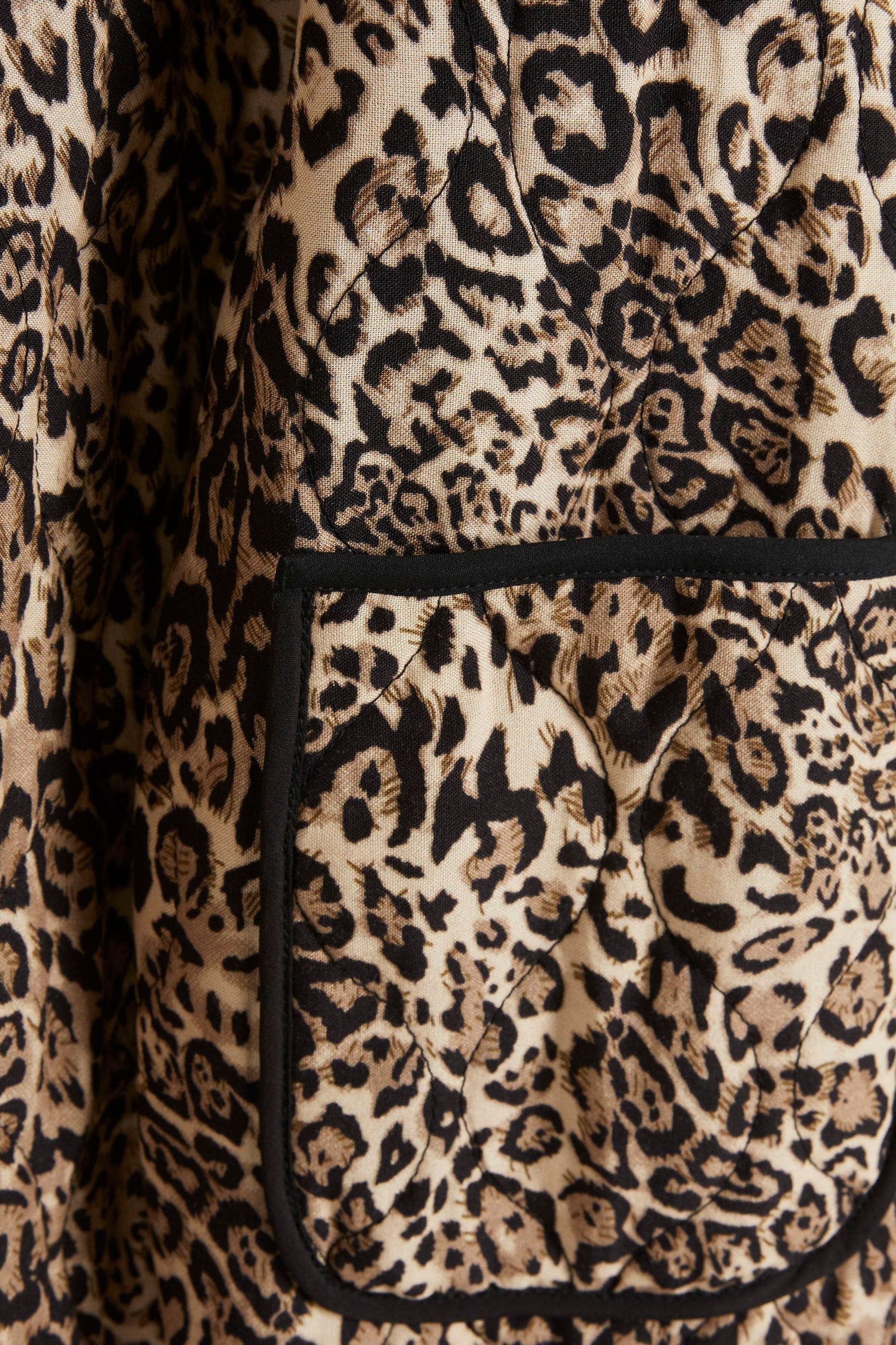 River Island Brown Long Sleeve Leopard Print 100 Cotton Jacket large Womens