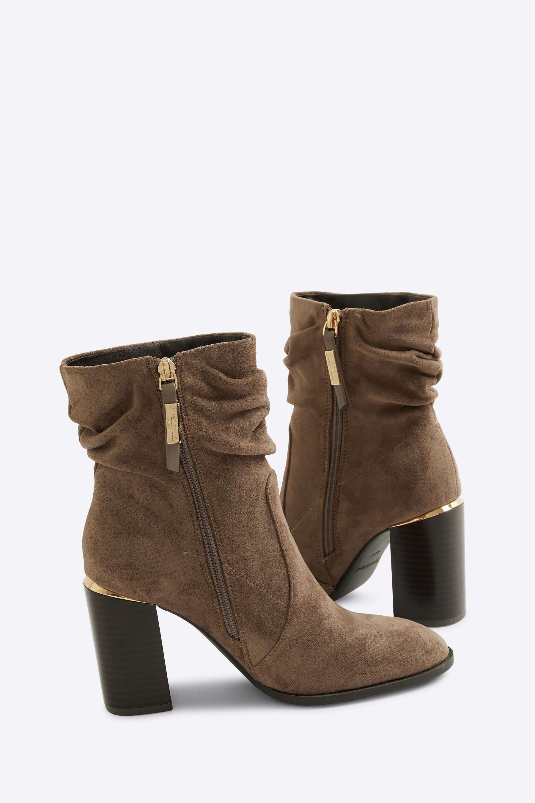 Buy River Island Grey Slouch Heeled Ankle Boots from the Next UK online shop