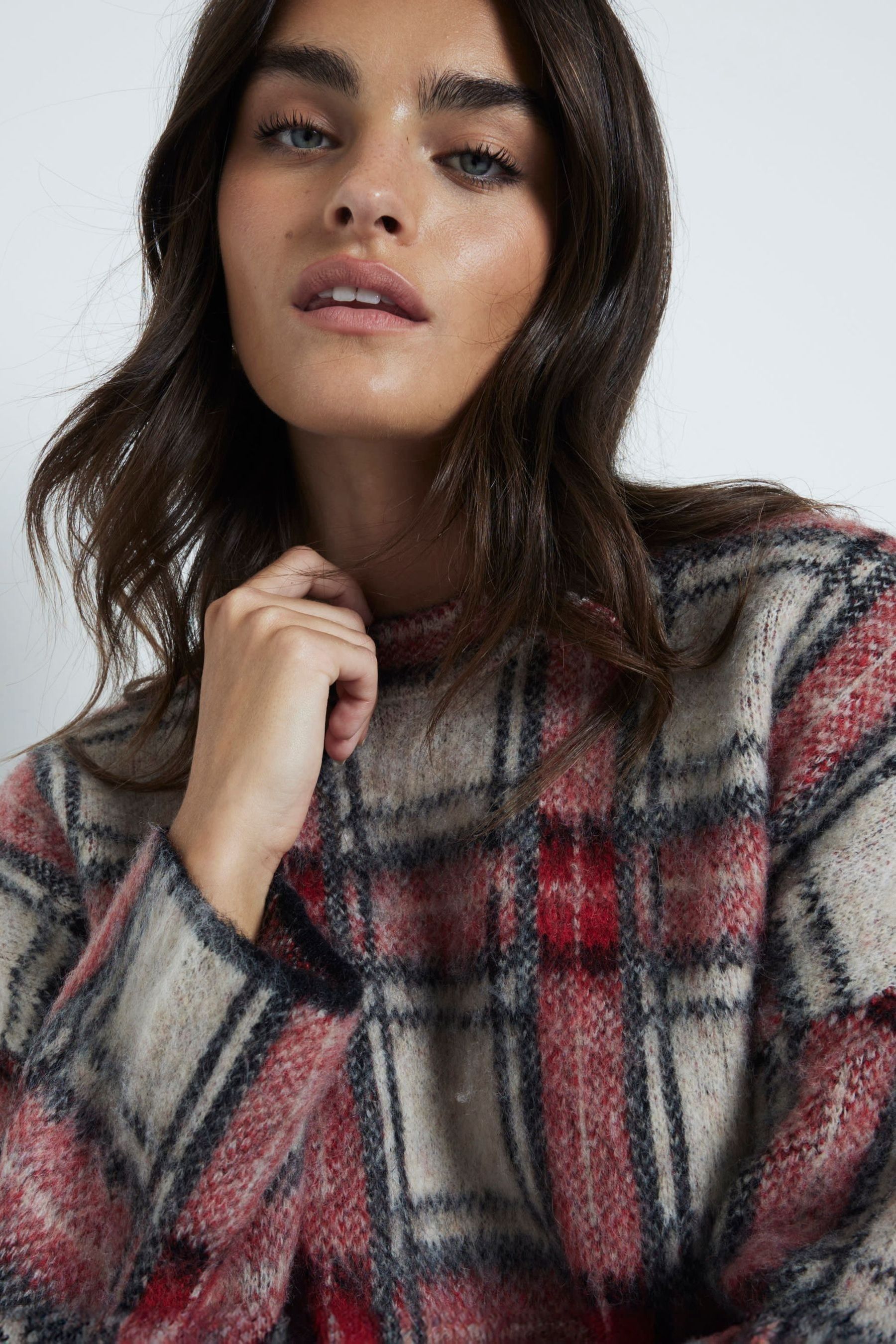 Buy River Island Red Long Sleeve Tartan Jumper from Next France