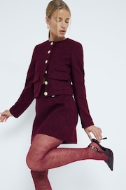 River Island Red Crop Collarless Boucle Jacket - Image 1 of 6